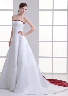 Wedding dress with a red insert