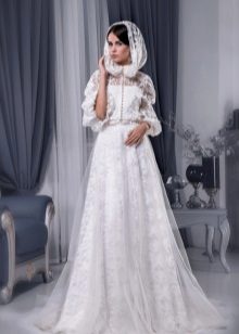 Wedding dress with a cape