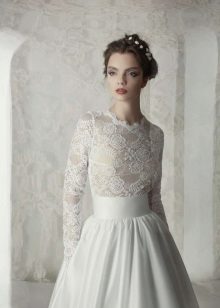 Wedding dress with closed openwork top