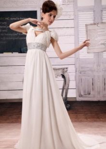 Empire style wedding dress with wing sleeves
