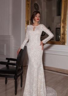 closed lace wedding dress