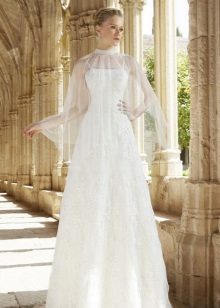 Wedding dress with a cape