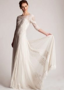 Wedding dress with boat neckline