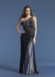 One-shoulder evening dress by Dave and Johnny
