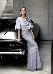 Evening dress for mature by Carla Ruiz with sleeves