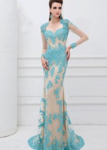 The evening dress from Angela & Alison is blue
