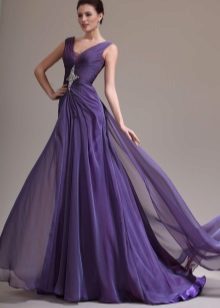 Purple evening dress flying