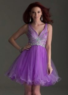 Magnificent short evening lilac dress