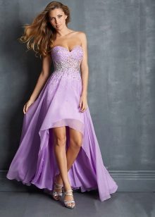 Lilac evening dress short front, long back
