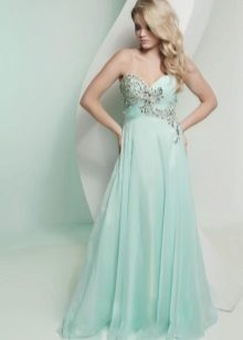 Mint color evening dress for blondes
