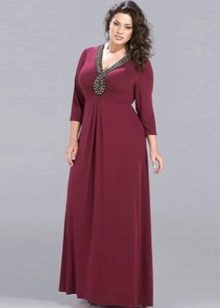 Evening dress for full burgundy