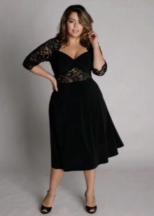 Short evening dress for full with lace