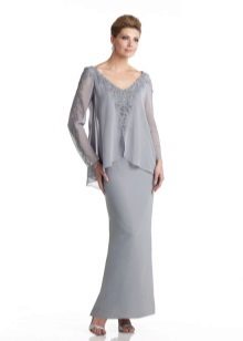 Evening dress for the groom's mother with long sleeves