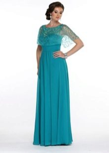 Evening dress for mum on a wedding of the son turquoise