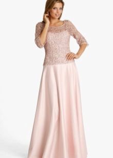 Evening dress for the groom's mother with lace sleeves