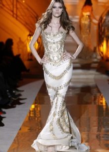 Evening dress mermaid, decorated with stones