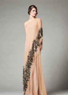 One shoulder evening dress to the floor