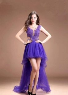 Lilac evening dress short front, long back