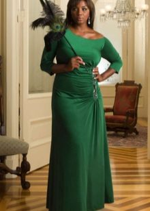 Evening green dress for full to the floor