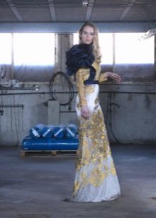 Yellow evening dress with yellow flower