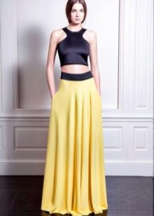 Evening dress with yellow skirt
