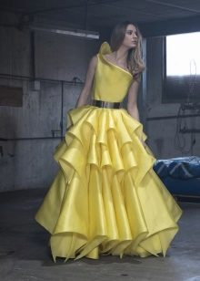  Fluffy evening dress yellow by Isabel Sanchez