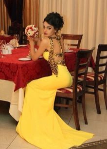 The dress is evening yellow