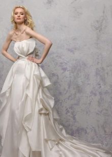  wedding satin dress with frill
