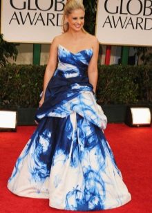 White and blue evening dress