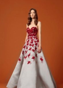 White and red evening dress