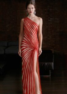 White and red evening dress from Nim Khan