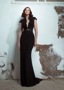 Black elegant evening dress straight to the floor