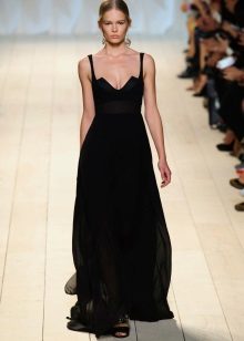 Black evening dress with a deep neckline