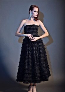 Evening dress black puffy midi