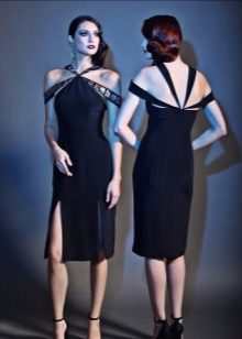 Short evening dress with a slit black
