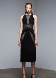 Black evening dress with inserts