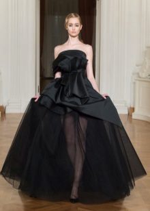 Evening satin multi-tiered dress