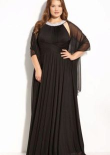 Evening black dress in large size