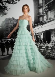 Mint-colored wedding dress