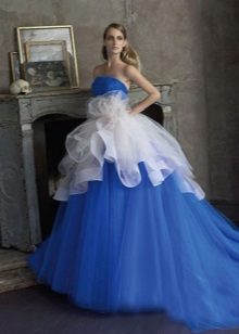 White and blue wedding dress