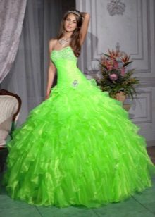 Acid-green wedding dress