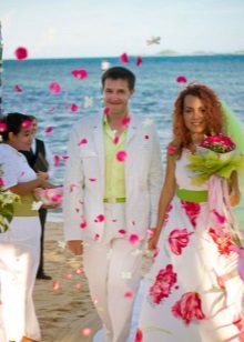 white and red wedding dress