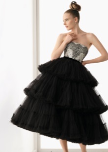 Magnificent short black wedding dress