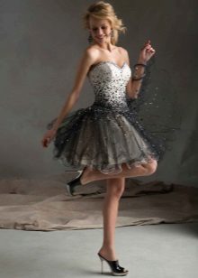 Fluffy evening dress short