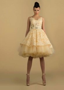 Evening dress with fluffy tulle skirt short