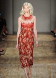 Dress red midi evening