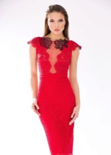 Red Evening Midi Dress