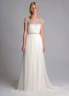 Wedding dress with lace inset