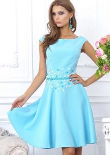 Blue cotton evening dress