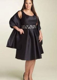 Short elegant dress in large size with a fluffy skirt